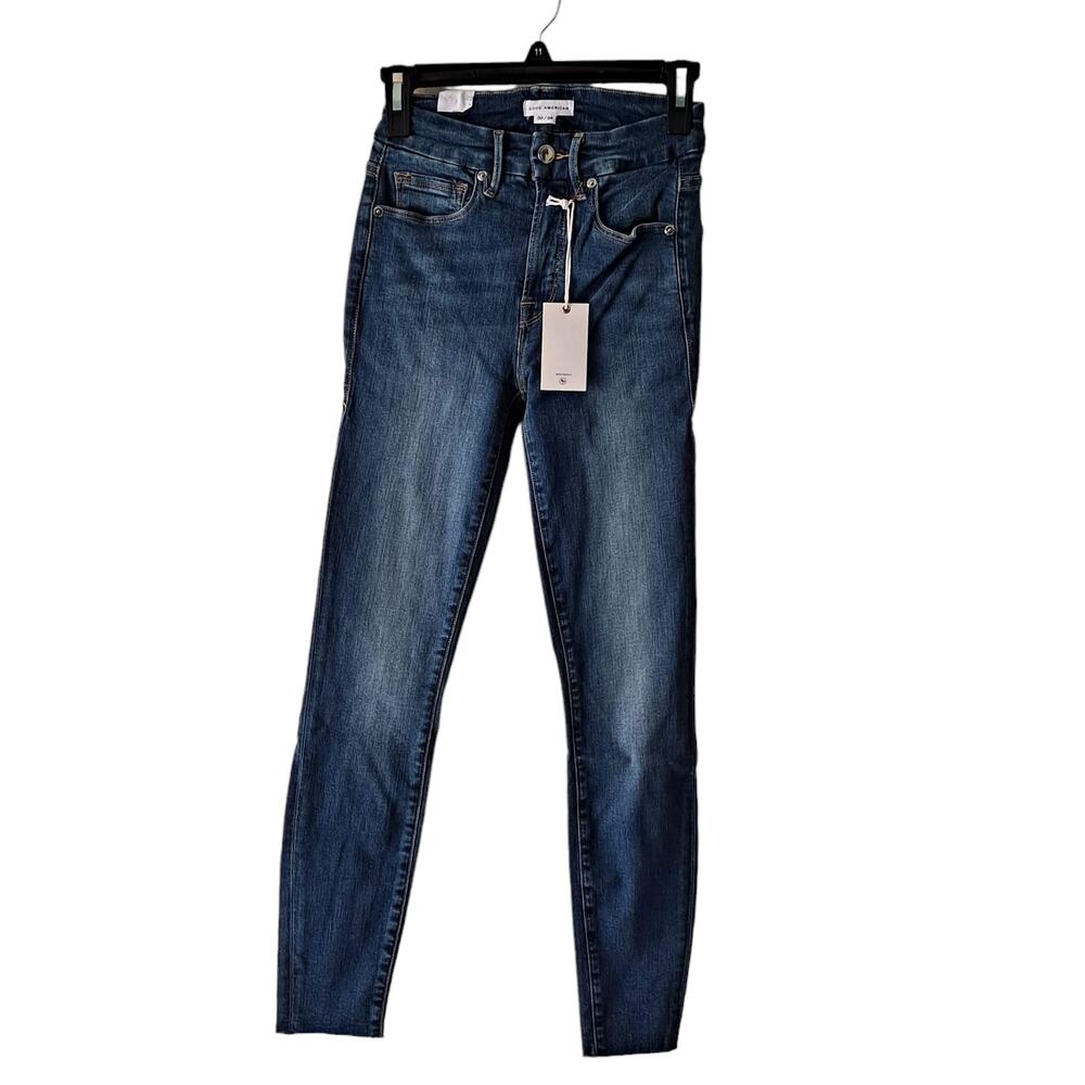 Good American Good Waist Crop Raw Edge / Hem Denim Jeans - Size 00/24 Inseam 27